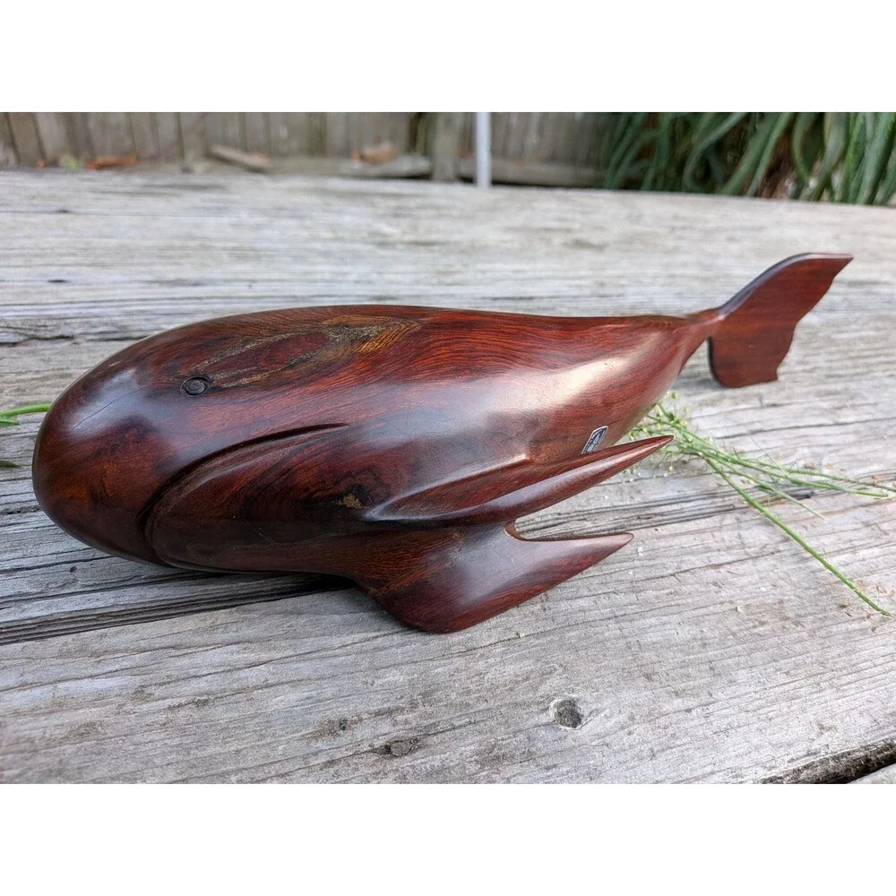 Vintage Ironwood Whale Figurine, Made In Mexico